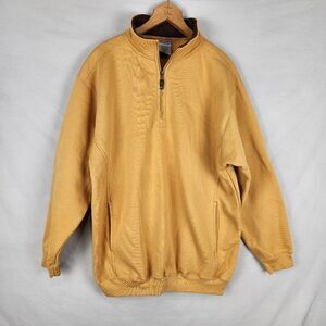 Kenpo Knit Wear Mens 1/4 Zip Pullover Jacket M Gold Reinforced Elbow Collar